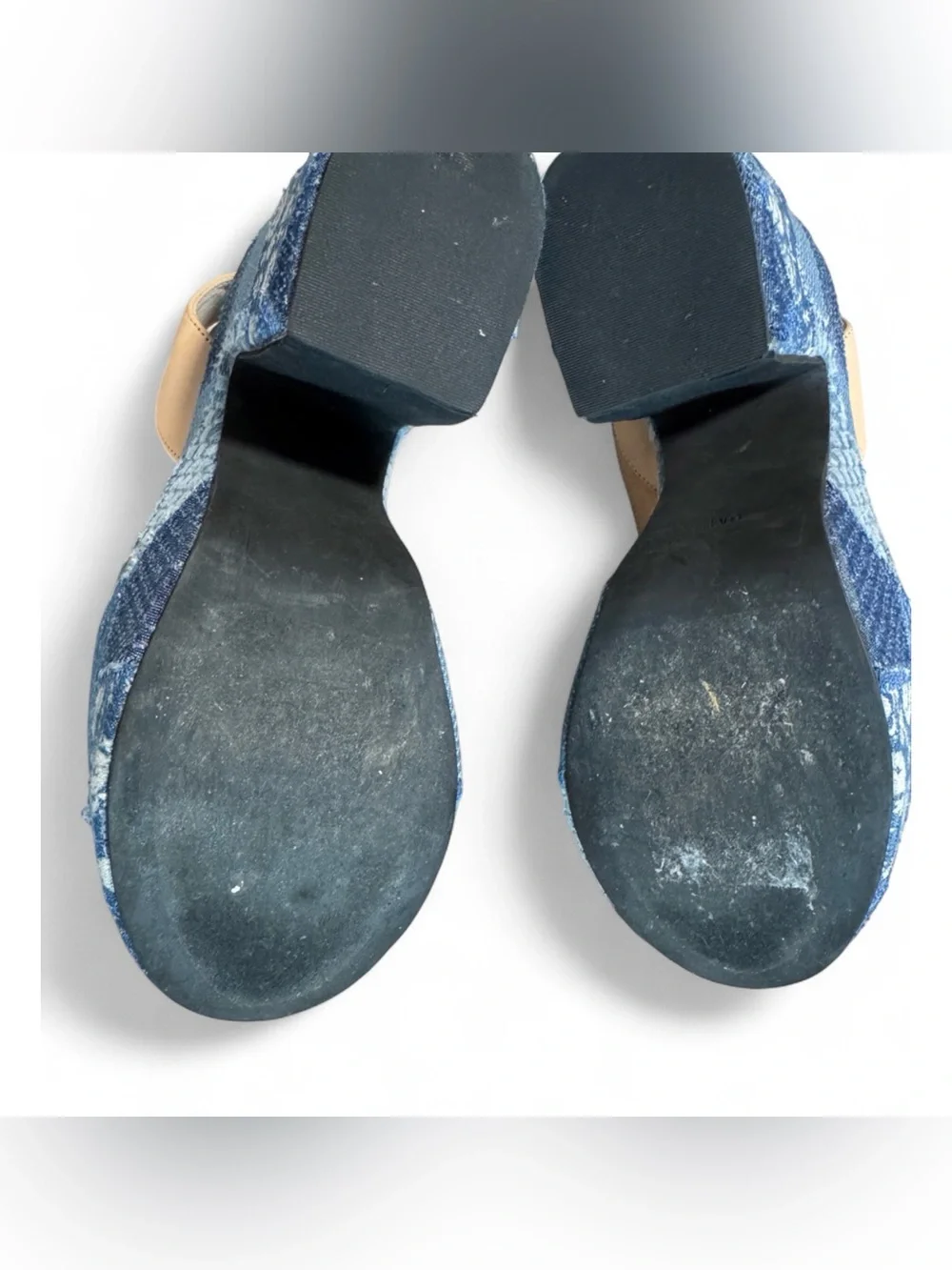 Jeffrey Campbell Myla Patchwork Denim Platform Heels Leather Size 6